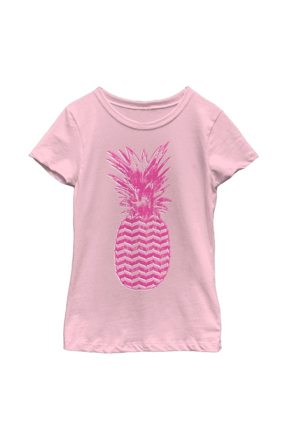 Girl's Lost Gods Geometric Print Pineapple  Graphic Tee Light Pink Large