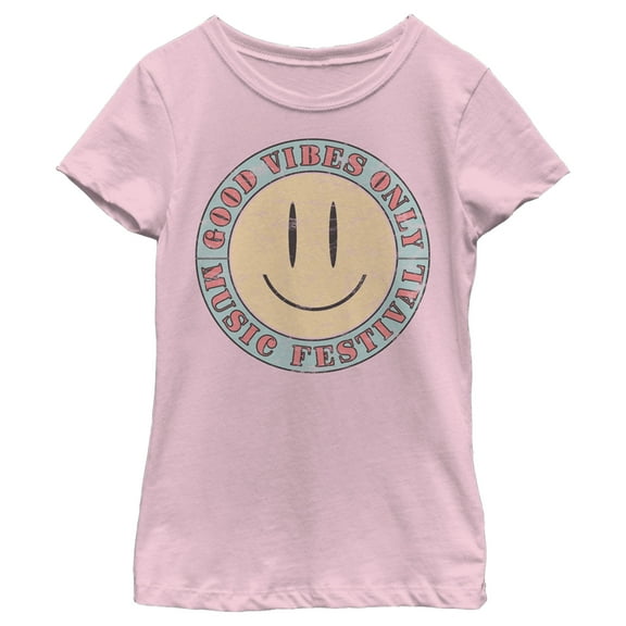 Girl's Lost Gods Good Vibes Only Music Festival Graphic Tee Light Pink Small