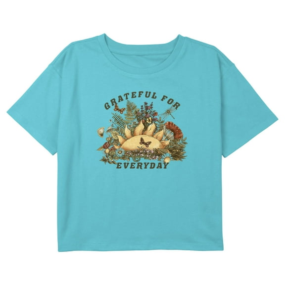 Girl's Lost Gods Grateful for Everyday Nature Graphic Cropped T-Shirt Blue X Large