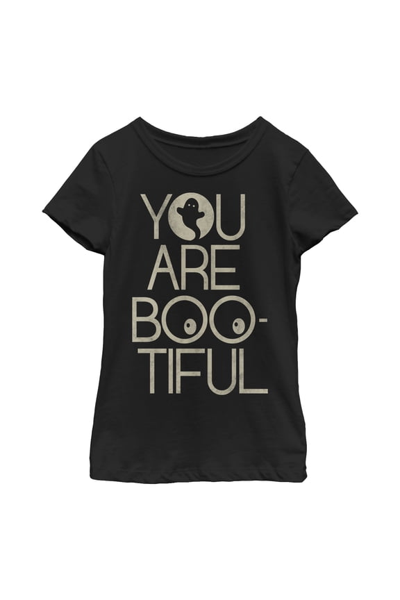 Girl's Lost Gods Halloween Bootiful Ghost Graphic Tee Black Medium