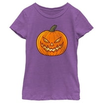 Girl's Lost Gods Halloween Evil Jack-O'-Lantern  Graphic Tee Purple Berry X Large