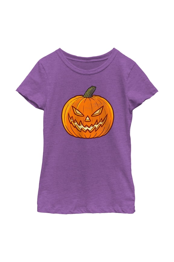 Girl's Lost Gods Halloween Evil Jack-O'-Lantern Graphic Tee Purple Berry X Large
