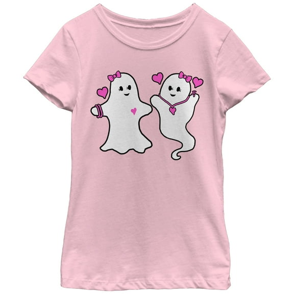 Girl's Lost Gods Halloween Fashion Forward Ghosts  Graphic Tee Light Pink Large