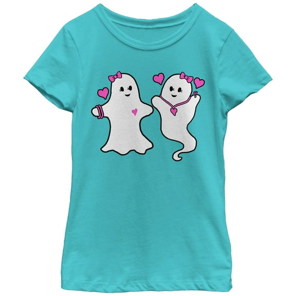 Girl's Lost Gods Halloween Fashion Forward Ghosts  Graphic Tee Tahiti Blue Small