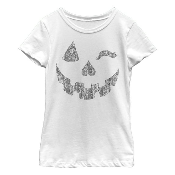 Girl's Lost Gods Halloween Jack-o'-Lantern Wink Graphic Tee White Large
