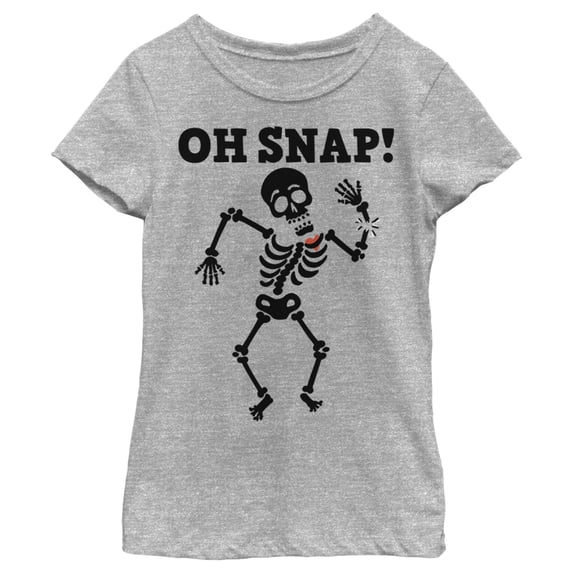 Girl's Lost Gods Halloween Oh Snap Skeleton Graphic Tee Athletic Heather Large
