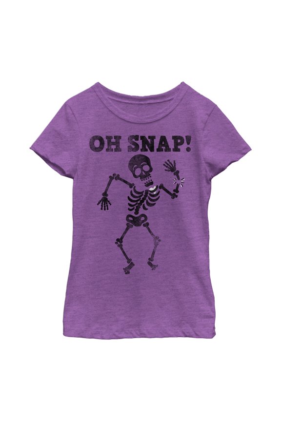 Girl's Lost Gods Halloween Oh Snap Skeleton Graphic Tee Purple Berry Large