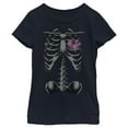 thumbnail image 1 of Girl's Lost Gods Halloween Skeleton Rib Cage Heart  Graphic Tee Navy Blue X Large, 1 of 4