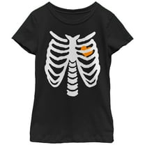 Girl's Lost Gods Halloween Skeleton Rib Cage Love  Graphic Tee Black Large