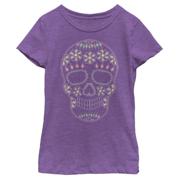 Girl's Lost Gods Halloween Sugar Skull  Graphic Tee Purple Berry X Large