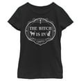 thumbnail image 1 of Girl's Lost Gods Halloween The Witch Is In Cats  Graphic Tee Black X Small, 1 of 4