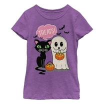 Girl's Lost Gods Halloween Treat Friends  Graphic Tee Purple Berry Small