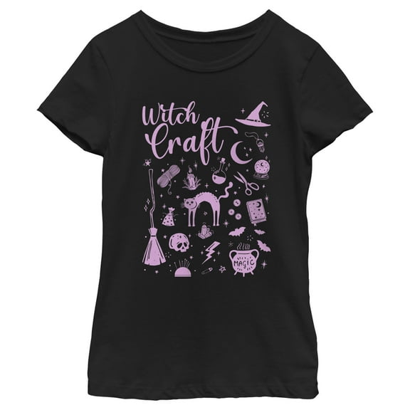 Girl's Lost Gods Halloween Witchcraft Necessities  Graphic Tee Black Medium