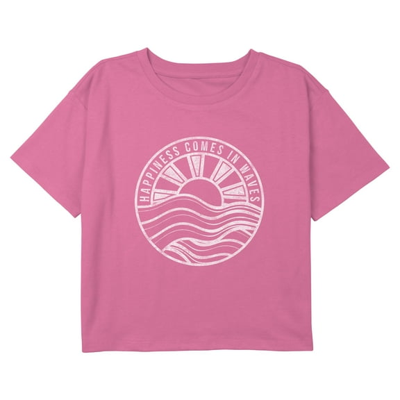 Girl's Lost Gods Happiness In Waves Graphic Cropped T-Shirt