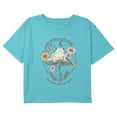 thumbnail image 1 of Girl's Lost Gods Happy Soul Frog Quote Graphic Cropped T-Shirt Blue Medium, 1 of 3