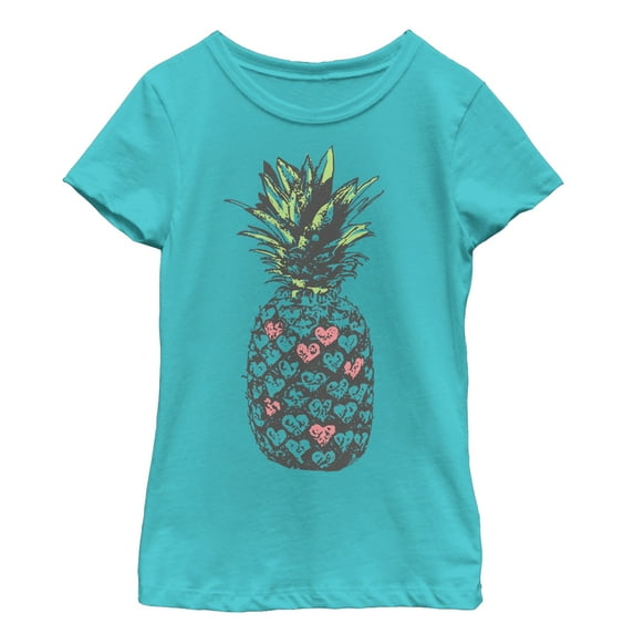 Girl's Lost Gods Heart Pineapple Graphic Tee Tahiti Blue X Large