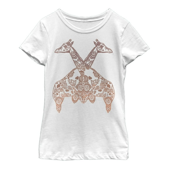 Girl's Lost Gods Henna Giraffes  Graphic Tee White Large