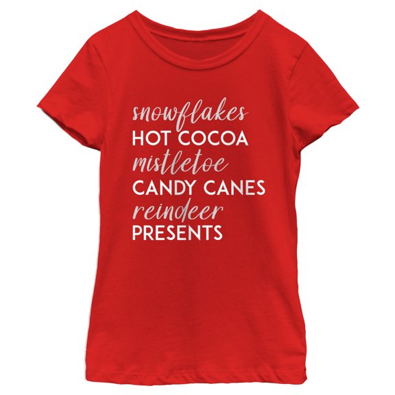 Girl's Lost Gods Holiday List Graphic Tee Red Small