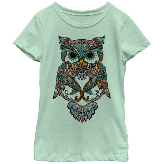 Girl's Lost Gods Indy Henna Owl Graphic Tee Mint Medium