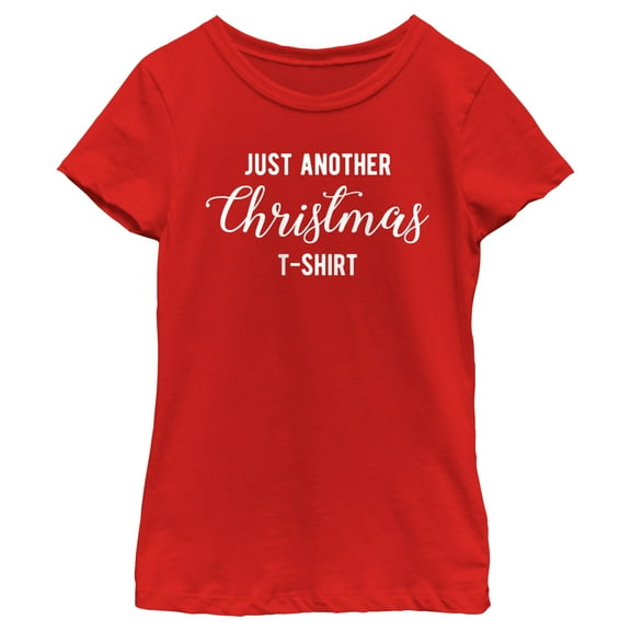 Girl's Lost Gods Just Another Christmas Graphic Tee Red Medium