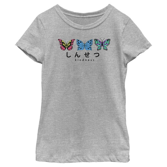 Girl's Lost Gods Kindness Butterflies Graphic Tee Athletic Heather Medium