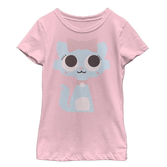 Girl's Lost Gods Kitten in a Bow Graphic Tee Light Pink Medium