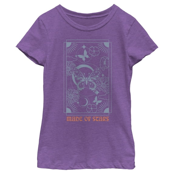 Girl's Lost Gods Made of Stars Butterfly Graphic Tee Purple Berry Medium
