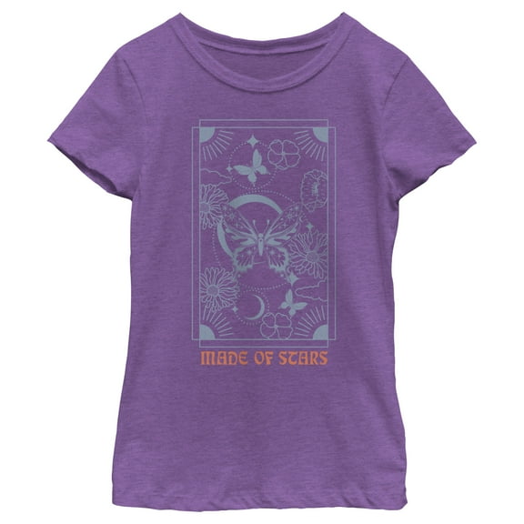 Girl's Lost Gods Made of Stars Butterfly Graphic Tee Purple Berry Medium