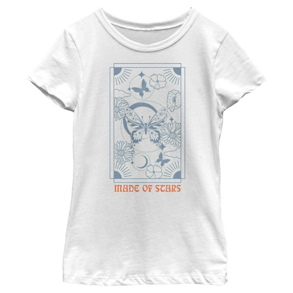 Girl's Lost Gods Made of Stars Butterfly Graphic Tee White X Large