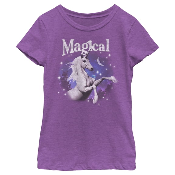 Girl's Lost Gods Magical Unicorn Graphic Tee Purple Berry Small