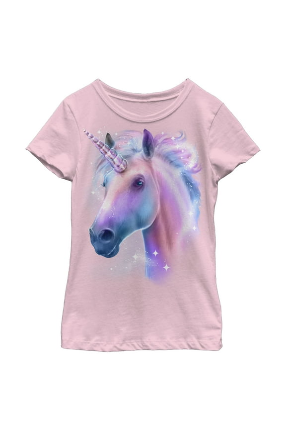Girl's Lost Gods Magical Unicorn Sparkle Graphic Tee Light Pink Small