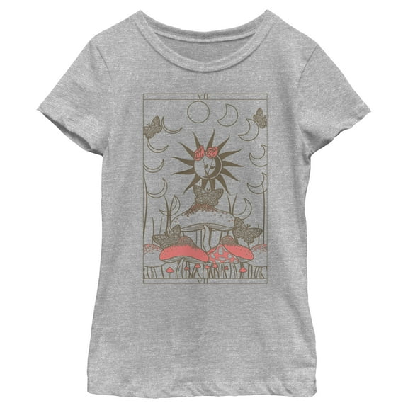 Girl's Lost Gods Mystic Mushroom Tarot  Graphic Tee Athletic Heather Medium