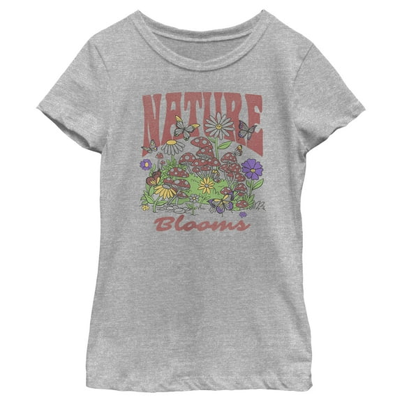 Girl's Lost Gods Nature Blooms Graphic Tee Athletic Heather Medium