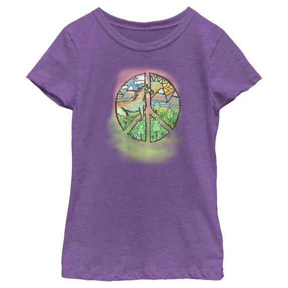 Girl's Lost Gods Peace and Horses Graphic Tee Purple Berry Large