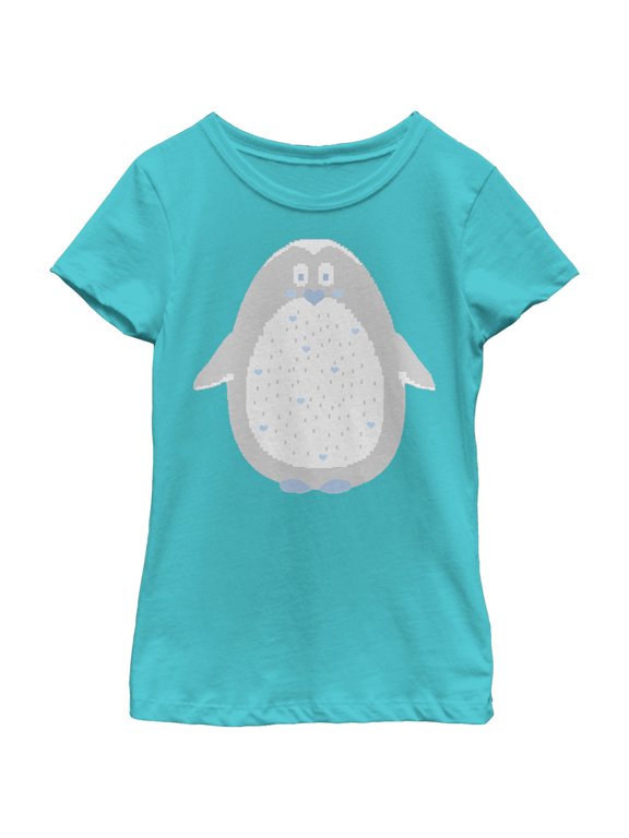 Girl's Lost Gods Penguin Heart Graphic Tee Tahiti Blue X Large