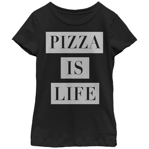 Girl's Lost Gods Pizza Life  Graphic Tee Black Large