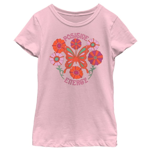 Girl's Lost Gods Positive Energy Butterfly Graphic Tee Light Pink X Large