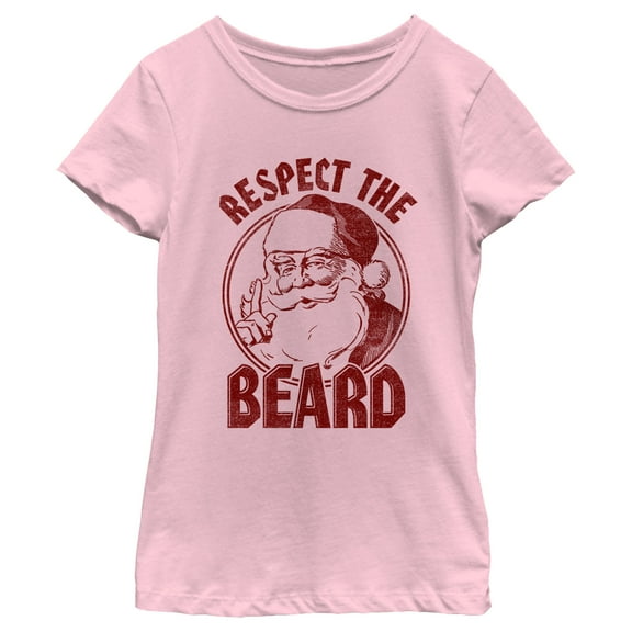 Girl's Lost Gods Respect The Beard  Graphic Tee Light Pink Medium