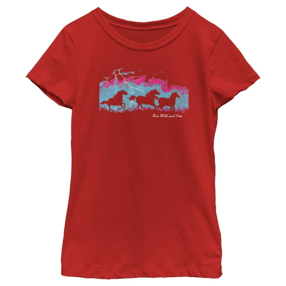 Girl's Lost Gods Run Wild and Free  Graphic Tee Red Medium