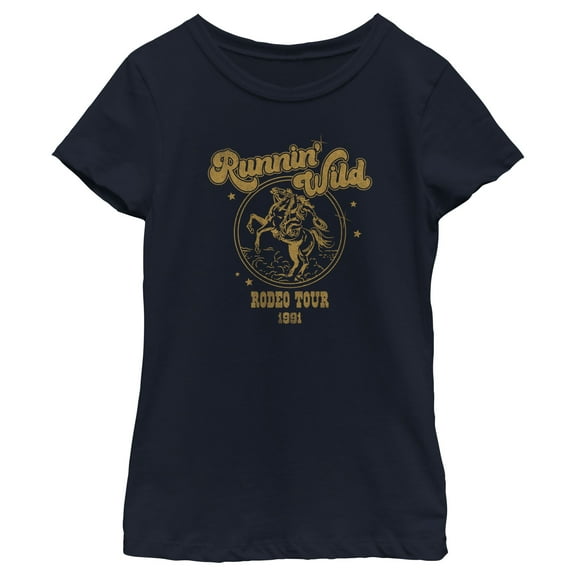 Girl's Lost Gods Runnin' Wild Rodeo Tour  Graphic Tee Navy Blue Large