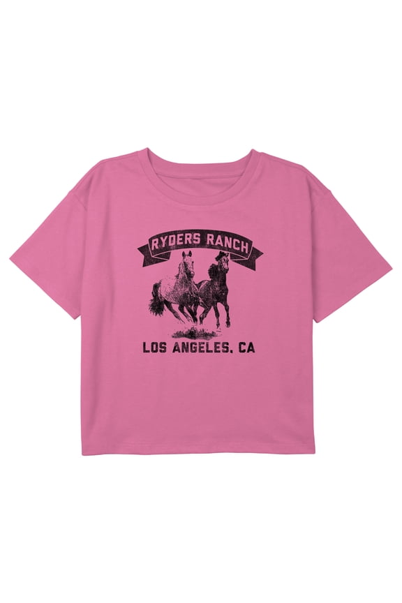 Girl's Lost Gods Ryders Ranch Logo Graphic Cropped T-Shirt Light Pink X Large