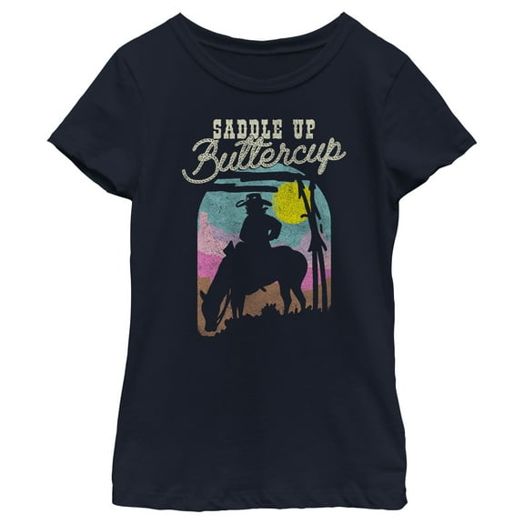 Girl's Lost Gods Saddle Up Buttercup Graphic Tee Navy Blue X Small