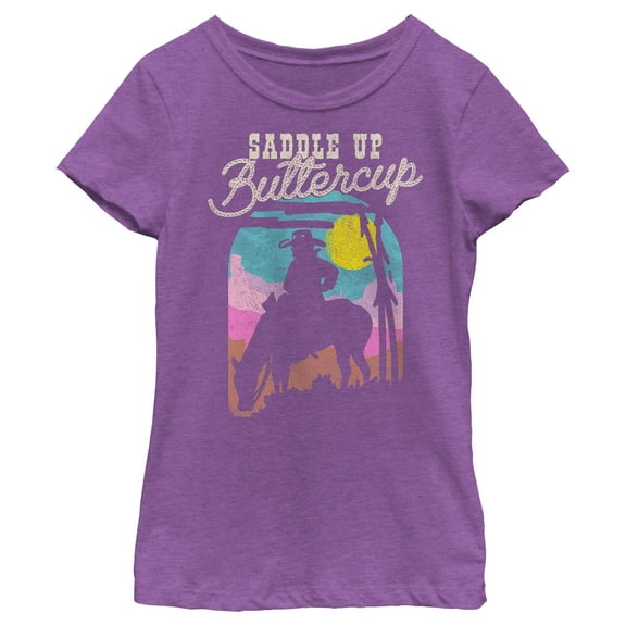 Girl's Lost Gods Saddle Up Buttercup Graphic Tee Purple Berry X Large