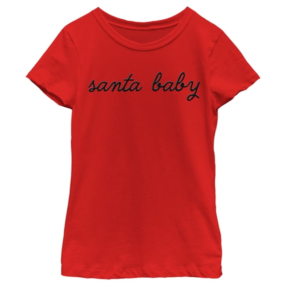 Girl's Lost Gods Santa Baby Graphic Tee Red Medium