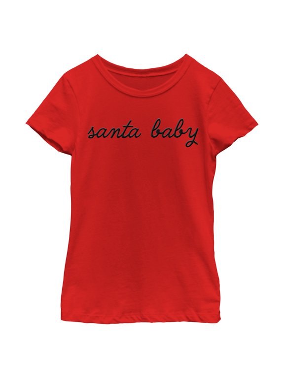 Girl's Lost Gods Santa Baby Graphic Tee Red Small