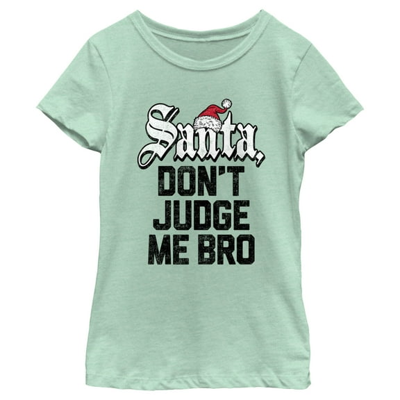 Girl's Lost Gods Santa Don’t Judge Me Graphic Tee Mint Medium