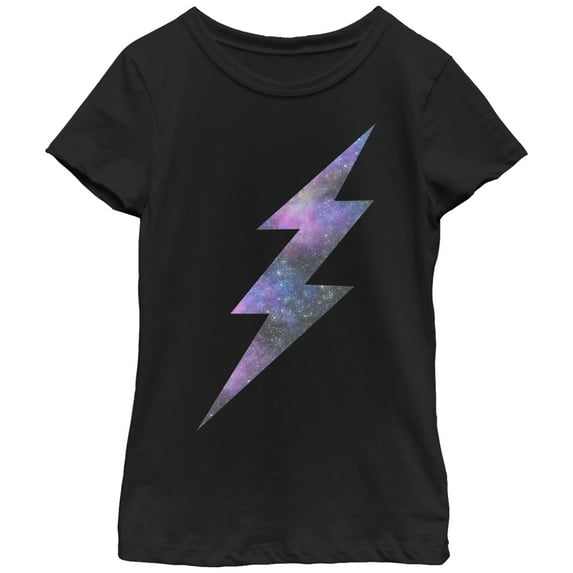 Girl's Lost Gods Space Lightning Bolt Graphic Tee Black Small