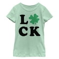 thumbnail image 1 of Girl's Lost Gods St. Patrick's Day Four-Leaf Clover Luck  Graphic Tee Mint Large, 1 of 3