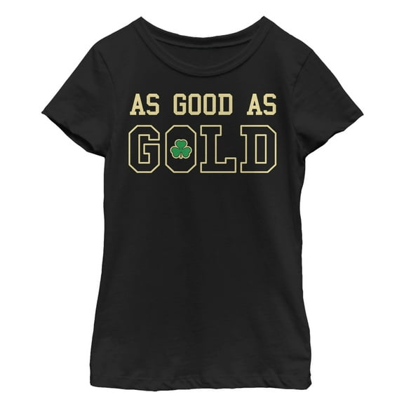 Girl's Lost Gods St. Patrick's Day Good as  Graphic Tee Black Medium