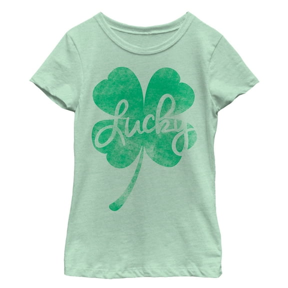 Girl's Lost Gods St. Patrick's Day Lucky Retro Shamrock  Graphic Tee Mint X Large